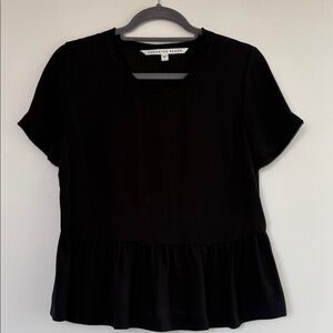 Veronica Beard Black Silk Peplum Blouse 4 EUC